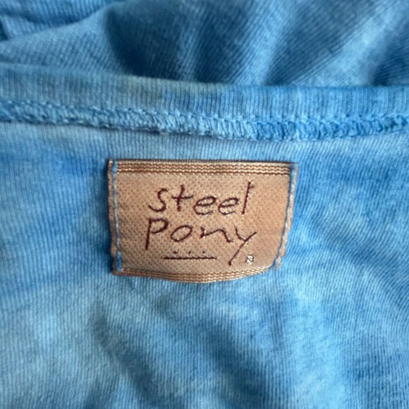 Steel Pony Womens Size 3 Blue Asymmetric Jacket Button Front Art to Wear Cotton - Picture 3 of 9